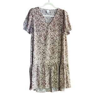 A New Day Animal Print Short Sleeve Dress Size Small